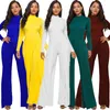 Jumpsuits voor dames dames dungarees brede poten broek stretchy coltrui zipper lange mouw playsuit high taille rompers vrouwelijk tracksuit xxl1