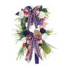 Couronne de fleurs décoratives pour le jour de l'indépendance américaine, drapeau Floral du 4 juillet, porte pour fenêtre