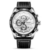 Polshorloges Megir Brand Heren Watch Luxe waterdicht lederen kwarts Fashion Wild Sports Chronograph Multifunction