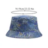 Wide Brim Hats 2023 Fashion Summer Reversible Black Blue Coconut Tree Printed Fisherman Caps Panama Bucket Gorro Pescador Men Women