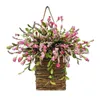 Flores decorativas Bagas de flores selvagens penduram cestas de parede porta pingente guirlanda de boas -vindas Ornamentos de férias Decoração de casa para varanda