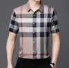 BGN306 Men's Dress Shirts short sleeve man designer shirt summer plaid luxury silk shirt