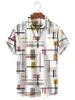 Men's Casual Shirts Shirt Beach Vintage Stripe Pattern Hawaii Summer T-shirt Y2KStreet Wearing Short Sleeve Coat