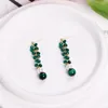 Orecchini pendenti fatti a mano con perno verde con occhio di tigre imitazione perla filo avvolto gioielli di quarzo Estate perfetta