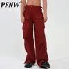 Męskie spodnie Pfnw Mult Pockets Burekle Męskie spodnie towarowe Nisze Street Street Chic Mężczyznę Solid Kolor kombinezon zamek jesień 28W2199 231110