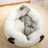 Cat Beds Round Bed Grey Sheep Cotton Cute Lamb Wool Small Dog Deep Sleep Warm Chihuahua Drop