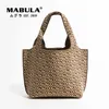 Avondtassen mabula mode breien print vrouwen schouder grote capaciteit casual draagtas vrouwelijk eenvoudig ontwerp gehaakte handtassen 230412