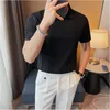 Korean Style Splicing Men's Polo Shirt Summer Short Sleeve Slim Casual T-shirts Lapel Business Social POLO Tee Men Clothing 2023