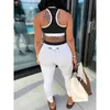 Luxe mouwloos vest Top Dames Sportset Merk Designer Trainingspakken Zomer Sneldrogende ademende tweedelige broek Joggingbroek