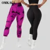 Completo da yoga OMKAGI Tie Dye Fitness Legging Donna Push Up Allenamento Sport Scrunch Butt Pantaloni da palestra senza cuciture 230411