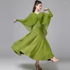 Stage Wear Donna Ballroom Dance Dress Competition Costume 3 colori Ruffle Sleeve Strass Waltz Tango Dancing Performance DressDL11055