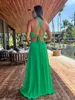 Casual Dresses 2023 Women Halter Neck Tie Backless Beachwear Green Cover Up Party Ladies Summer Clothing Fashion Long Dress