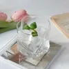 ワイングラス300ml不規則なカップツイストグラスマグカップ韓国語透明な水ウイスキーウォーターボトルコーヒー折り紙牛乳鉛フリー