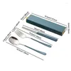 Dinnerware Sets 1 Set/3 Pcs Portable Stainless Steel Cutlery Set With Box For People To Travel Use Chopsticks Spoon And Fork Tableware