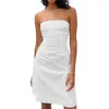 Casual Dresses Xingqing White Lace Y2k Dress Summer Solid Color Off Shoulder Strapless Sleeveless Mini Women Bodycon Clubwear