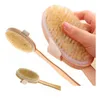 Brosses de bain Éponges Épurateurs Brosse pour le corps à peau sèche avec longue poignée antidérapante amovible 100% poils naturels douche circulation sanguine Dhmfb