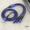 6a snellaadkabels 3 in 1 micro USB Type C Charger Data Cable voor Huawei Super Charge Samsung Xiaomi Hoge kwaliteit