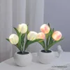 Lampy biurkowe Tulip Lampa Lampa Lampa Symulacja Symulacja Nocna światła Domowa dekoracja atmosfera lampa romantyczna doniżka na biuro koło barowe kawiarnia p230412