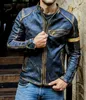 Herrjackor 2023 Autumn Motorcykel läderjacka Men Street Fashion Bomber Casual Stand Collar Coat Mens Retro Pu Biker Outwear