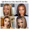 Haar Perücken Gerade Bob Perücke t Lace Front für schwarze Frauen Highlight Remy Brasilianisch Farbig Kurz Ombre Human 230412