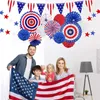 Neuheiten Amerikanische Flagge Papierfächer Patriotisches Dekorationsset Star Pull Blumenvorhang für den 4. Juli American National Day Party Decor Z0411