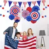 Articoli di novità Ventagli di carta con bandiera americana Set di decorazioni patriottiche Star Pull Flower Curtain per il 4 luglio Festa nazionale americana Decorazioni per feste Z0411