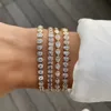 Braccialetti con ciondoli 5A Cubic Zirconia CZ Bracciale tennis 17CM 19CM Impostazione castone Semplice catena classica da donna per ragazza 230412