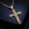 Pendant Necklaces Quality Titanium Steel Jesus Cross Necklace Christian Amulet Crosses Men's Religious Jewelry Ornament Item NO.: LP1315