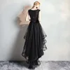 Robe de Soiree Black Elegant O-Neck Short Front Long Back Evening Dresses Sequined Banket Party Formal Prom Dress