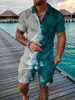Мужские спортивные костюмы летние мужские спортивные костюмы Zipper Polo негабаритный 2 куски для мужчин Тренд личности 3D Высококачественные модные наряды 230412
