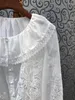 Kadın bluzları en kaliteli kadın bluz 2023 bahar yaz beyaz gömlek bayanlar allover zarif nakış uzun kollu ipek pamuk