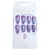 Faux ongles violets pailletés amande pressés, manucure pratique et économique pour bricoler votre propre nail art à la maison