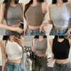 Débardeurs pour femmes été basique Camisole femmes Sport hauts courts Camises filles recadrée plaine doux extensible sans manches T-shirts Camis