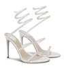 Luksusowa marka Renecaovilla Women Cleo Sandals Buty Crystal Strappy Women High Heels Lady Gladiator Sandalias Party Wedding Sexy Walking EU35-43 z pudełkiem