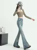 Jeans pour femmes Femmes Vintage Wash Low Rise Kpop Denim Pantalon Y2K Streetwear Gyaru Long Pantalon 2000s Esthétique Mode Coréenne Bell Bottoms