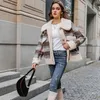 Trench da donna Moda Inverno Caldo Donna Lady Parka Capispalla Plaid Stampato Patchwork Risvolto Soffice Teddy Coat Giacca di peluche