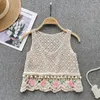 Women's Blouses Korejepo Bohemian Ethnic Knitted Shirt Summer Hollow Hook Flower Tassel Short Tops 2023 Casual Versatile Blouse