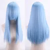 Anime multi color diagonal bangs cos wig set versatile cosplay wig long straight hair men and women's ancient clothing