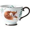 Tasses nordique rétro en céramique café peint à la main petit déjeuner lait thé jus tasse avec poignée ménage forêt Animal cuisine verres