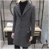 Men'S Trench Coats Mens Long Jacket Men Korean Woolen Coat 5Xl Plus Size Slim Fashion Windbreaker Outwear Casaco Mascino Drop Delive Dh2Qz