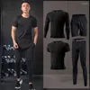 Tute da uomo Abbigliamento sportivo a compressione Tute da palestra Abbigliamento da allenamento attillato Allenamento da jogging Set sportivo Fitness Tuta da corsa