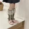 女性靴下ハラジュク日本の蝶ネクタイレース温かい足カバー素敵なロリータニットJK秋の冬のかぎ針編みブーツカフス