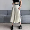 Skirts Women's Suit Skirt 2023 Summer Sweet Preppy Style A-Line Beige And Khaki Long Pleated High Waist
