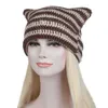 HBP Handmade Striped Contrasting Cowhorn Wool Personalized Knitted Pullover Adult Demon Pointed Hat, Headband Hat Trend