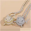 Pendentif Colliers Iced Out Grand Shark Collier Mens Hip Hop Bijoux Or Rose Sier Drop Delivery Pendentifs Dhgarden Otnc2