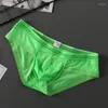 Underpants Men Boxers Underwear Brief Man Ice Silk Large Size Men's Shorts With Print Low-Rise U Pouch Sexy Pack Panties