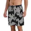 Shorts masculino praia curto natação cinza preto morcego surf esporte prancha roupa de banho