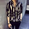 Koszulka zwyczajna Mężczyzn Stripe Pullover Koszula Mężczyźni Herren Hemd Camisa Masculina Homme Koreańska moda stylowa projektant 2023 230411