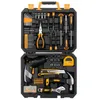 113 pcs Electric screwdriver household hardware tool box with torque wrench pliers socket set knife hammer etc tools Gcqud