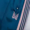 Men's Pants High Street All-match Outdoor AWGE Sweatpants Joggers Man Women Needles Pink Butterfly Embroidery Side Webbing Striped Pants T230412